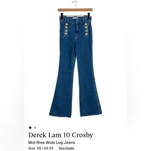 Derek Lam Dark Blue Flare Jeans with Gold Buttons size 25
